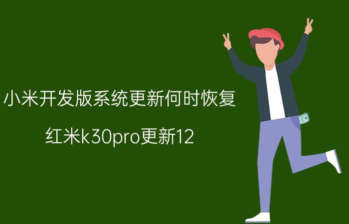 小米开发版系统更新何时恢复 红米k30pro更新12.5要多久？